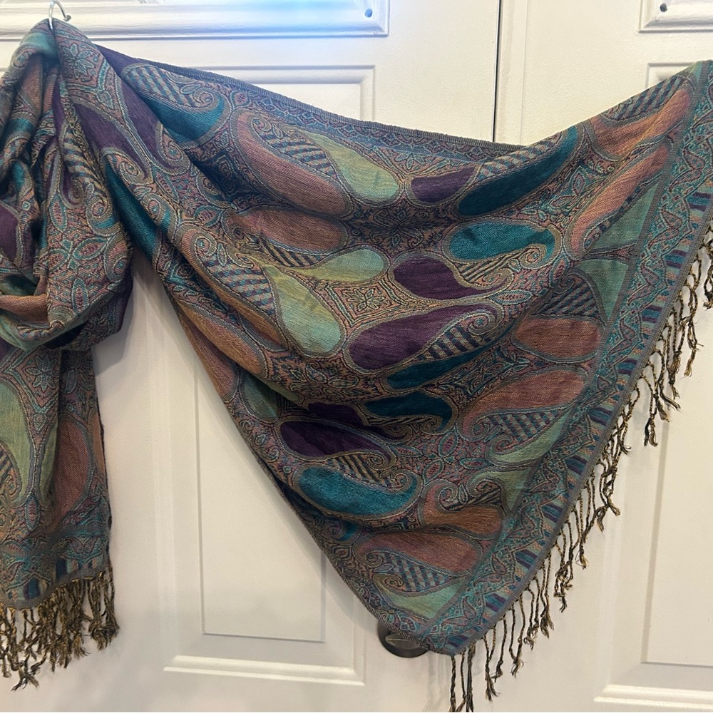💜💙🦚Luxurious Kashmiri Style Paisley Wrap / Shawl - Jewel Tones🦚💙💜